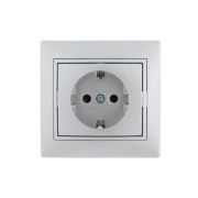 Розетка 1-м СП Mira 16А IP20 с заземл. со вставкой керамика сер. метал. LEZARD 701-1010-122