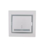 Переключатель проходной 1-кл. СП Mira 10А с сер. вставкой бел. LEZARD 701-0215-105