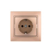 Розетка 1-м СП Mira 16А IP20 с заземл. со вставкой керамика свет. корич. перламутр. LEZARD 701-3131-122
