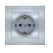 Розетка 1-м СП Бриллиант 16А IP20 с заземл. серебр. UNIVersal 7949872