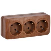 Розетка 3-м ОП GLORY РС23-3-ХД 16А с заземл. дуб IEK ERH31-K24-16