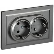 Розетка 2-м СП BRITE РС12-3-БрС 16А в сборе с заземл. без защ. шторок сталь IEK BR-R21-16-K46-F