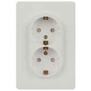 Розетка 2-м СП Style 7-208-01 16А 250В IP20 2х2P+E Schuko с заземл. защ. шторки бел. Intro Б0060625